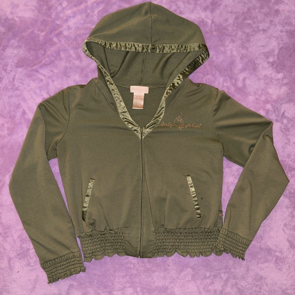 RARE Y2K Baby Phat Green Rhinestone Zip Up Hoodie Jacket - Picture 12 of 15